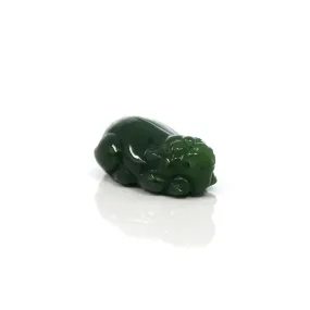 RealJade® Co. Pi Xiu Genuine Green Nephrite Jade PiXiu Pendant Necklace (FengShui Lucky)