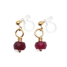 Red Agate Invisible Clip On Earrings