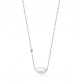 Rhodium Pearl Necklace N019-02H