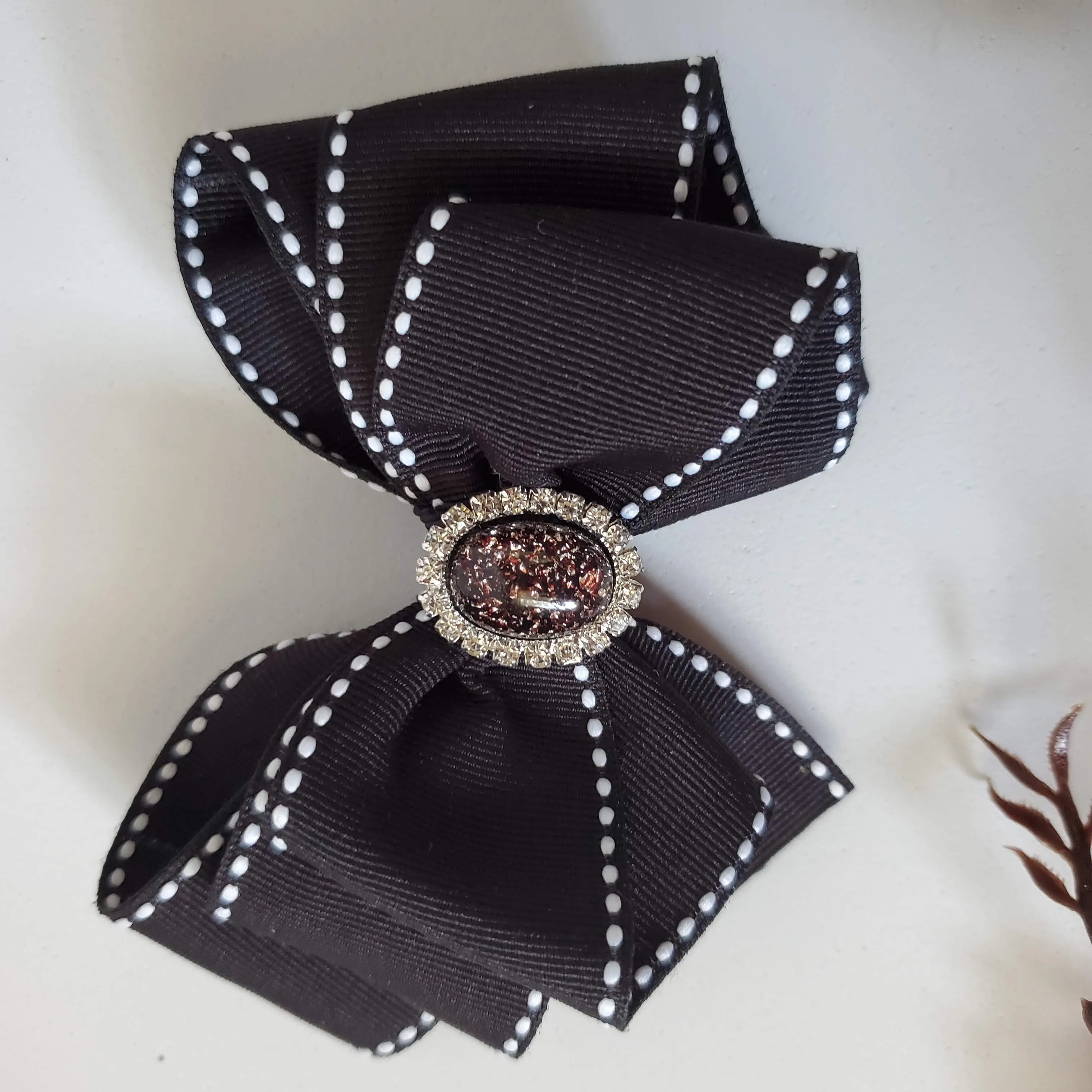 Ribbon Hair Bow with Diamond center