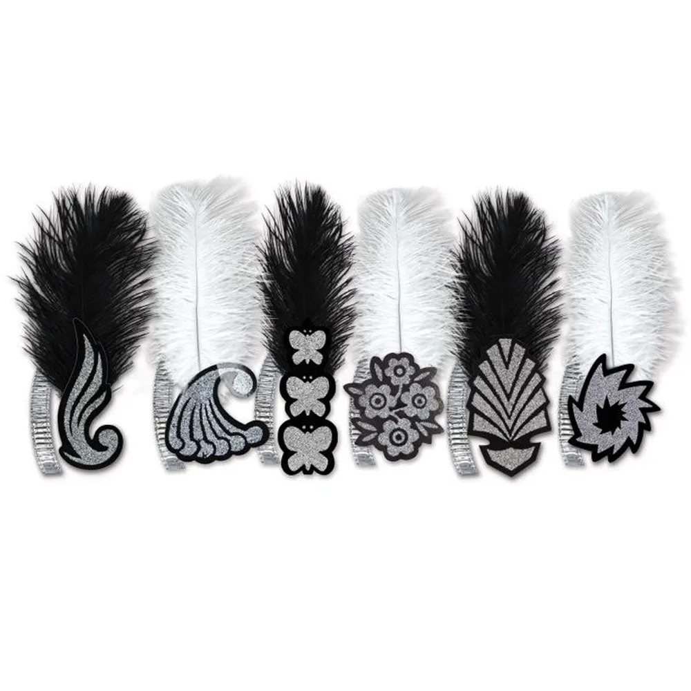 Roaring 20's Black & White Feather Tiara - Assorted - Each