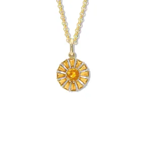 Roi Soleil Small Necklace Pendant Yellow Gold - Citrine & Diamond