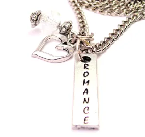 Romance Long Tab Necklace with Small Heart