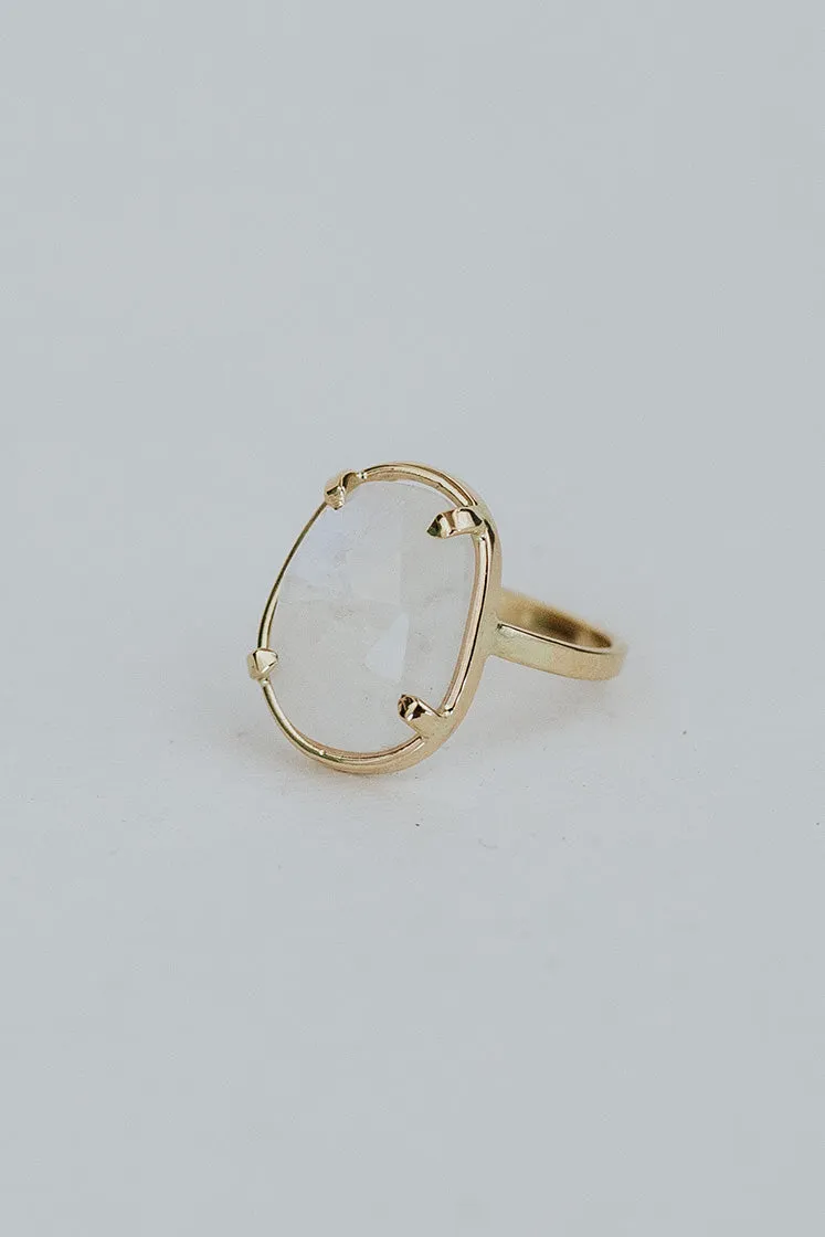 Rose Cut Gemstone Ring - Moonstone 14k