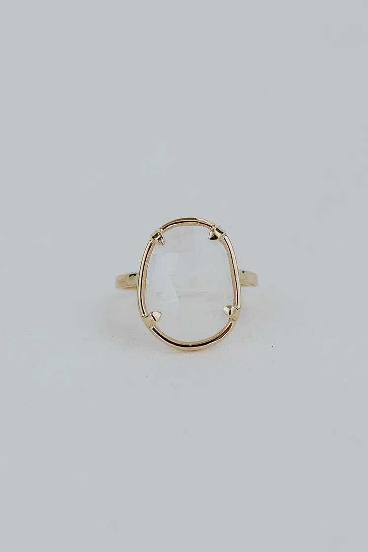 Rose Cut Gemstone Ring - Moonstone 14k