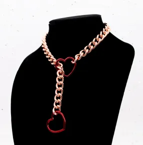 Rose Gold Chain Red Heart Slip Chain Collar