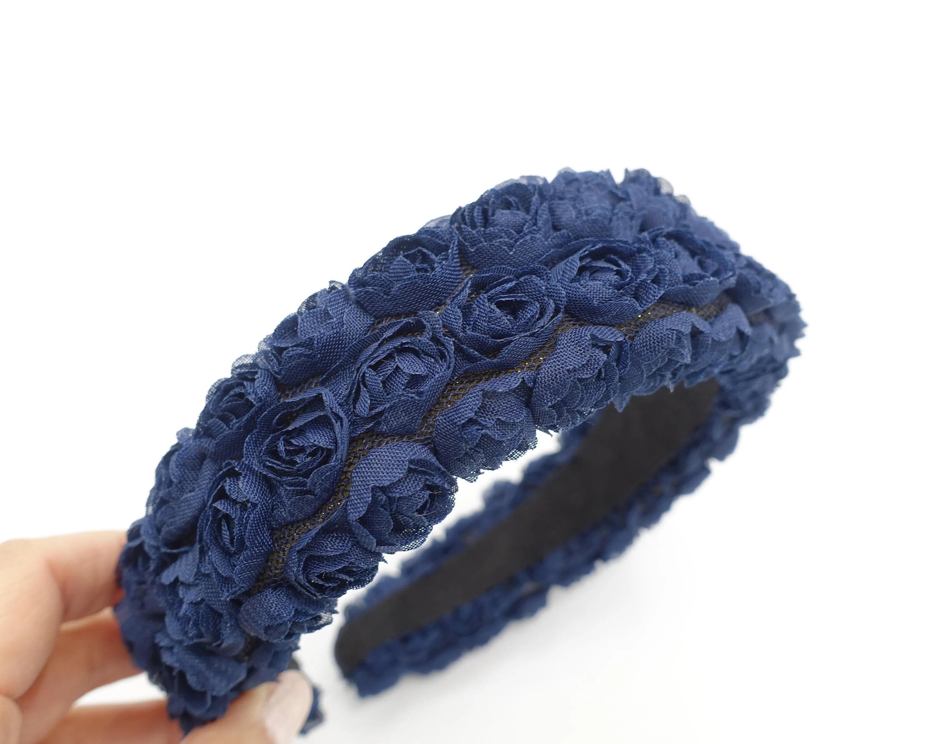 rosebud padded headband arch flower pattern hairband cute hair accessory for women