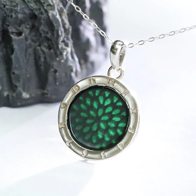 Round Blackish Green Jadeite Pendant Sterling Silver Necklace