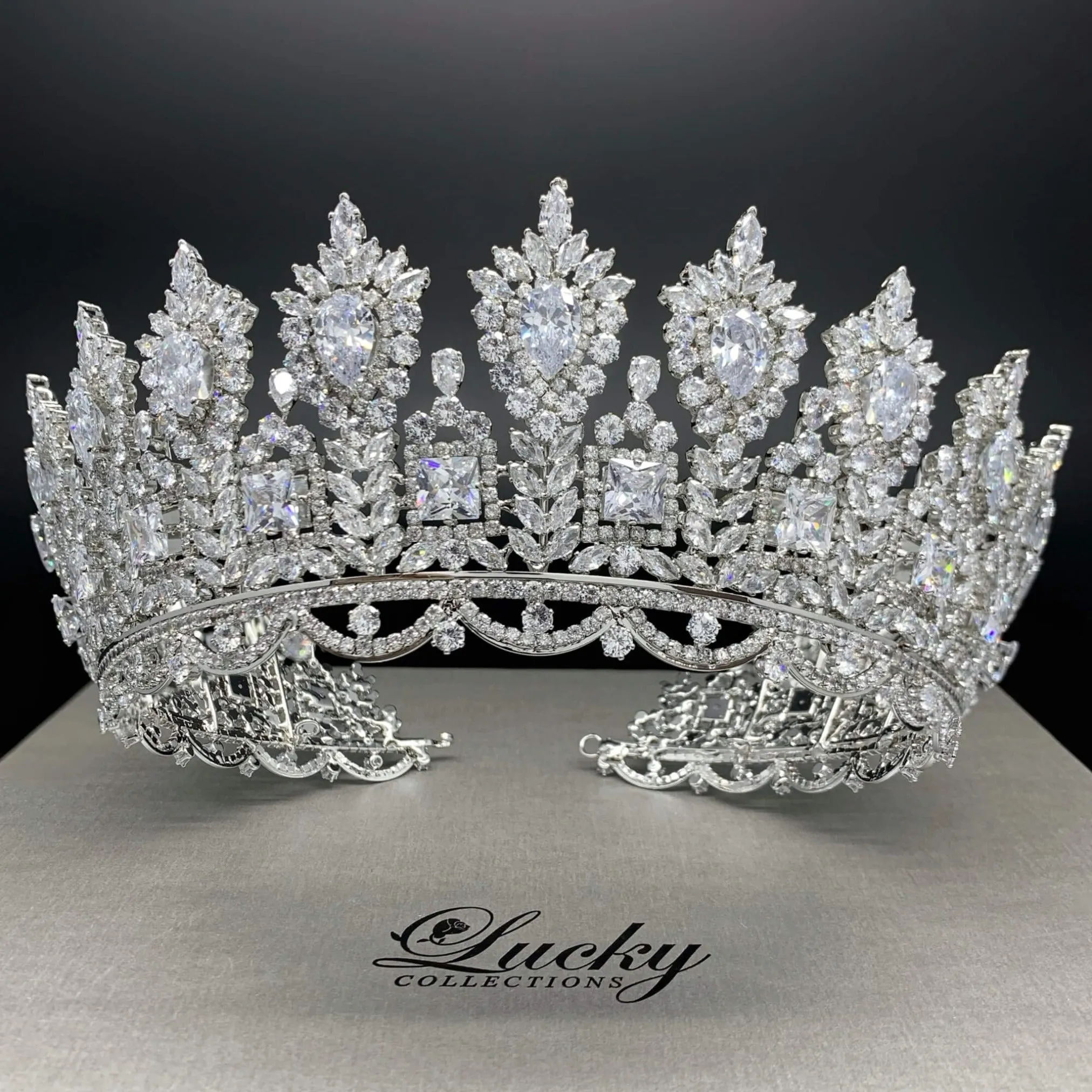 Royalty Cubic Zirconia Bridal Crown, Quinceanera Corona, Circlet for Wedding