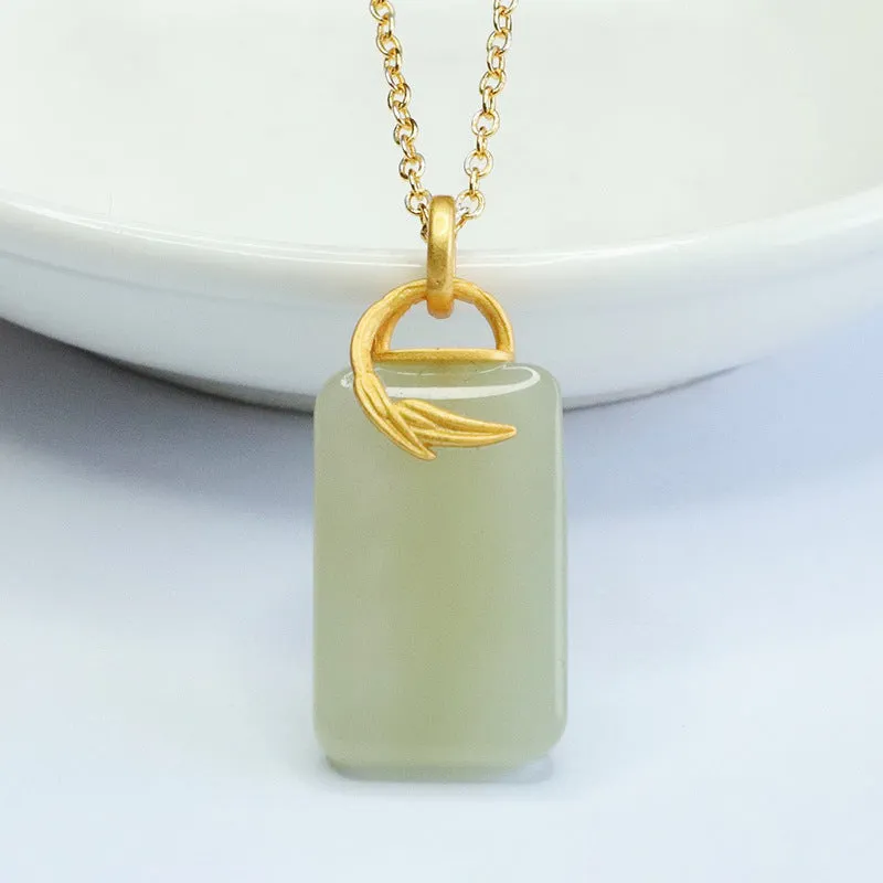 S925 Sterling Silver Hotan Jade Pendant Necklace