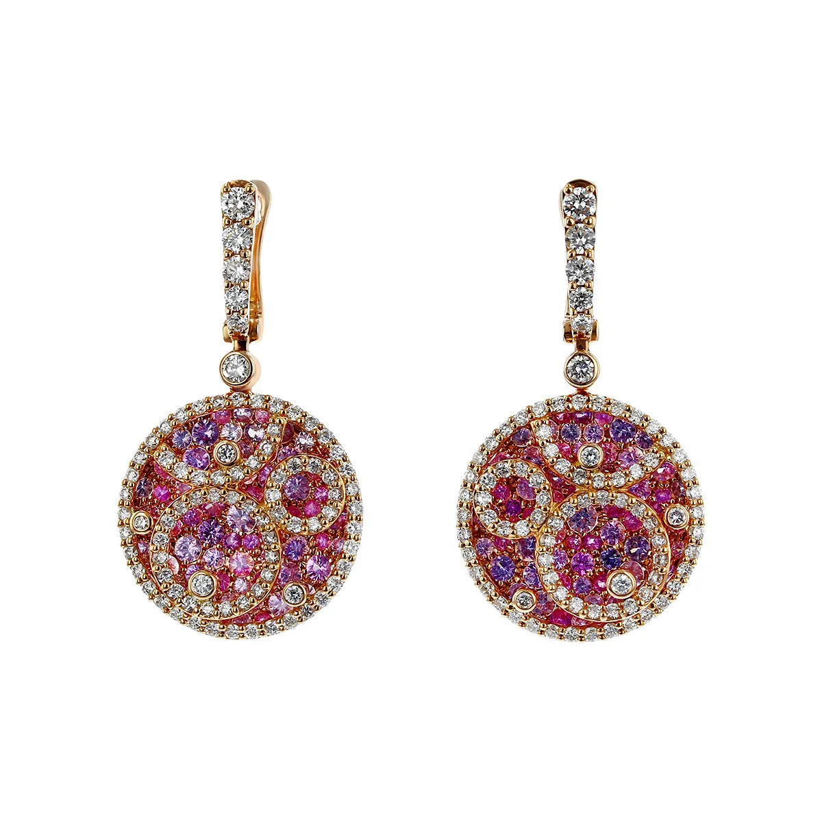 Salavetti Multi-color Sapphire and Diamond Drop Earrings