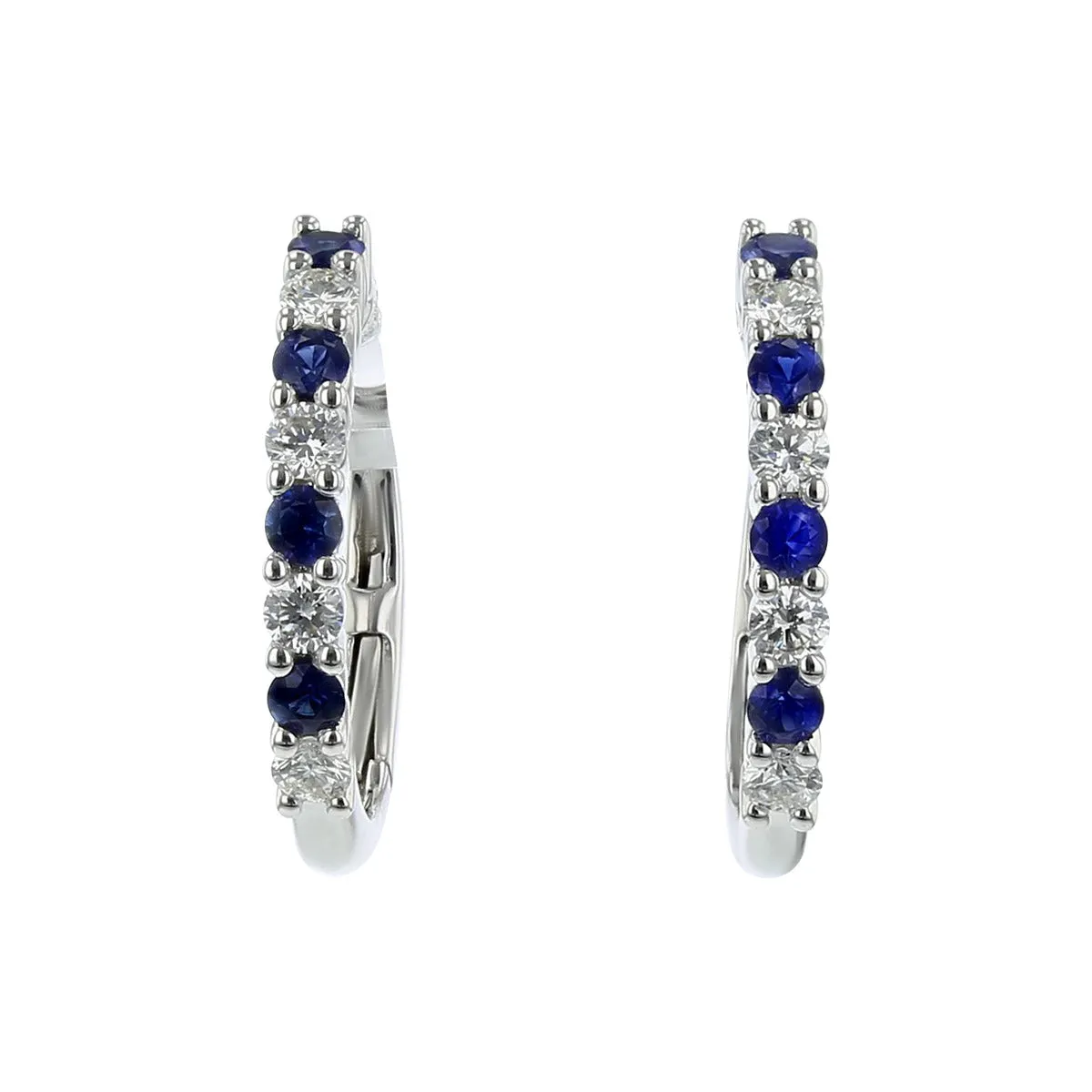 Sapphire and Diamond Hoop Earrings