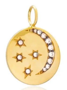 Sarah Stretton Moon and Star Charm in Gold