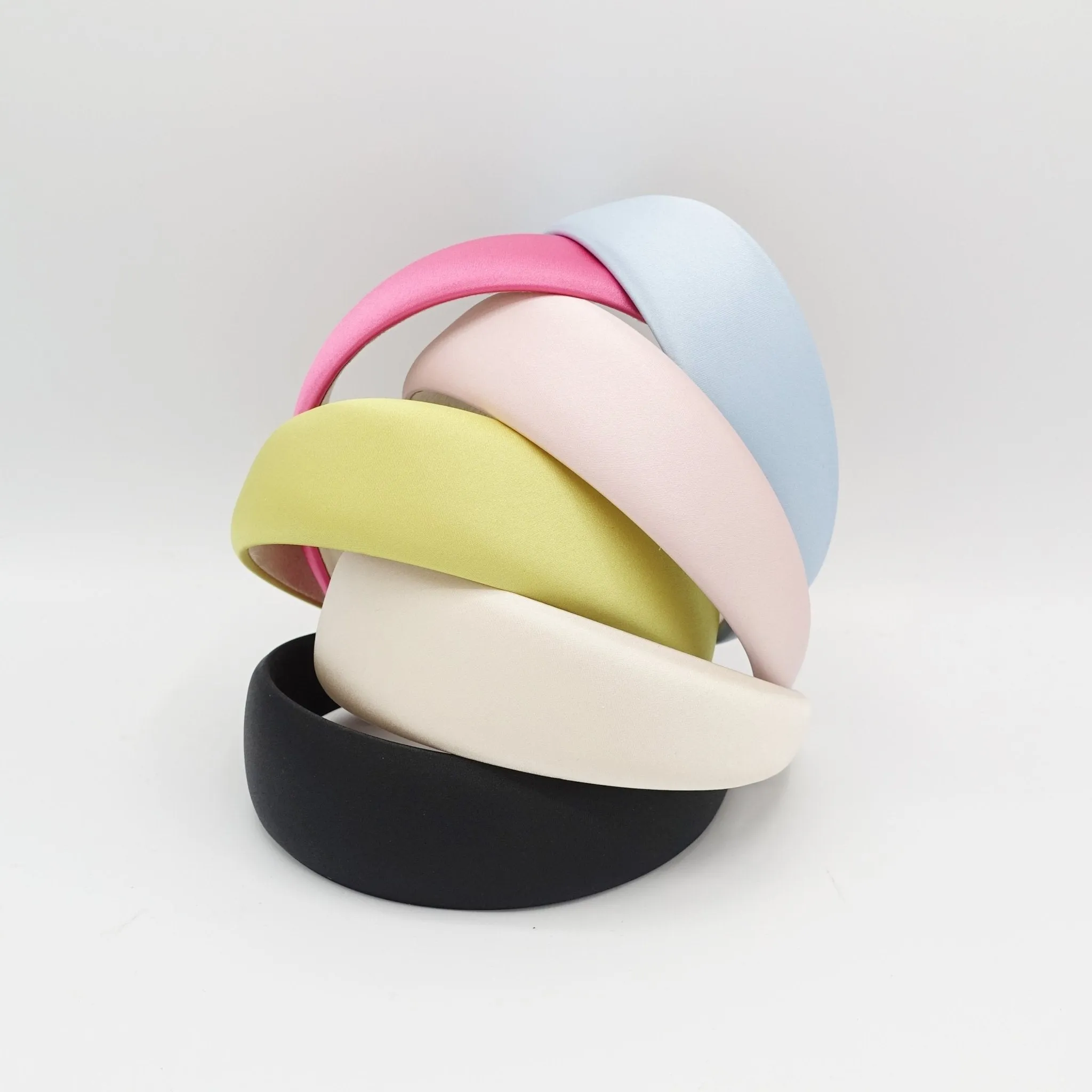 satin padded headband colorful basic women hairband hair accessory