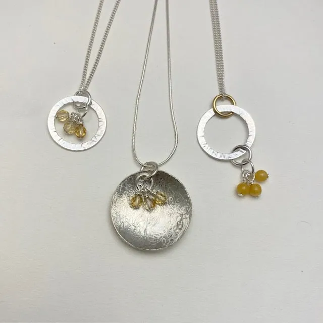 Scribbled Shell Citrine Necklace and Matching Earrings