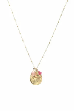 Sidney disc necklace  Pink Jade