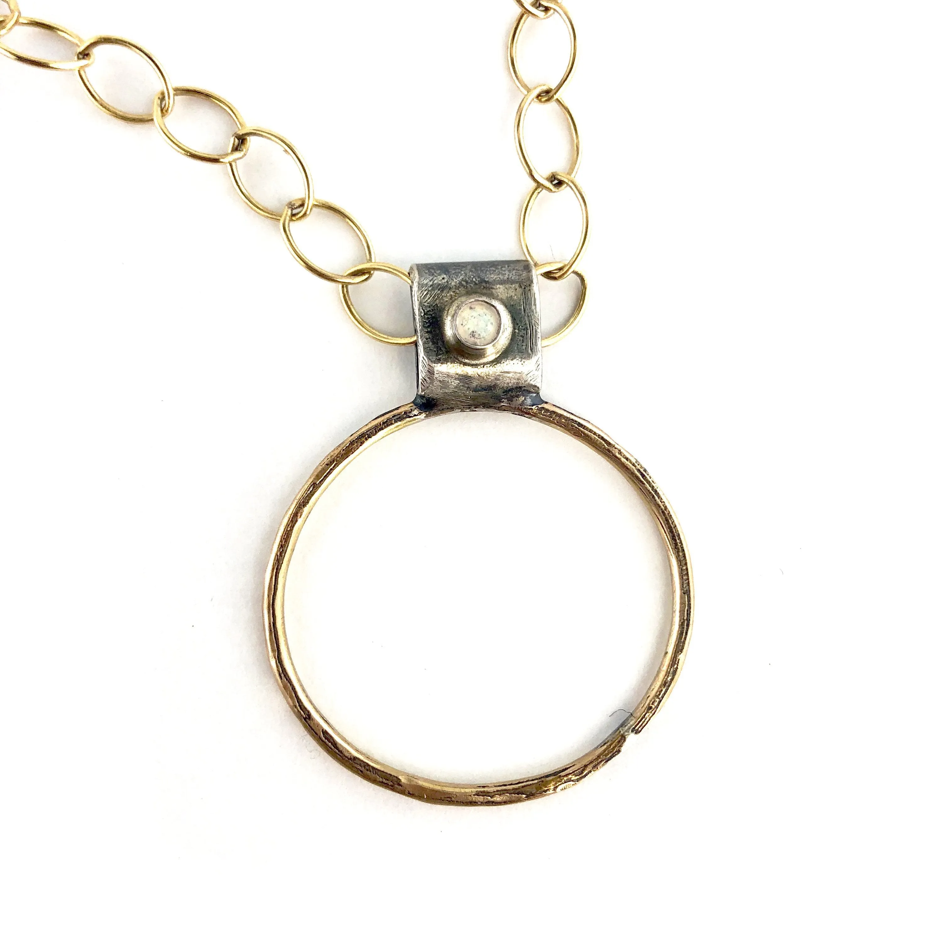 Silver & Sage Necklace: Hoop w/Moonstone