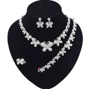 Silver butterfly necklace set