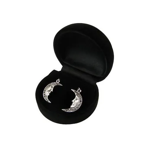 Silver Marcasite Moon Earrings