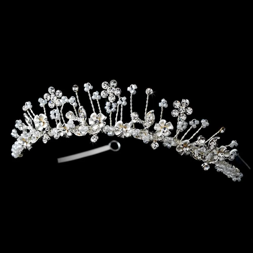 Silver Plated Cristal Flower Girl Tiara