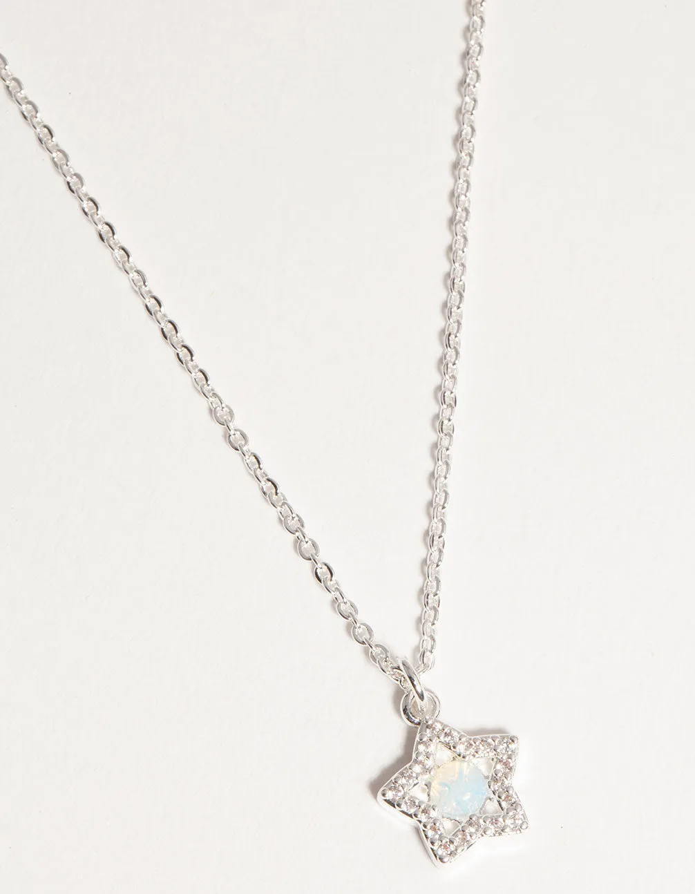 Silver Plated Diamante Star Necklace