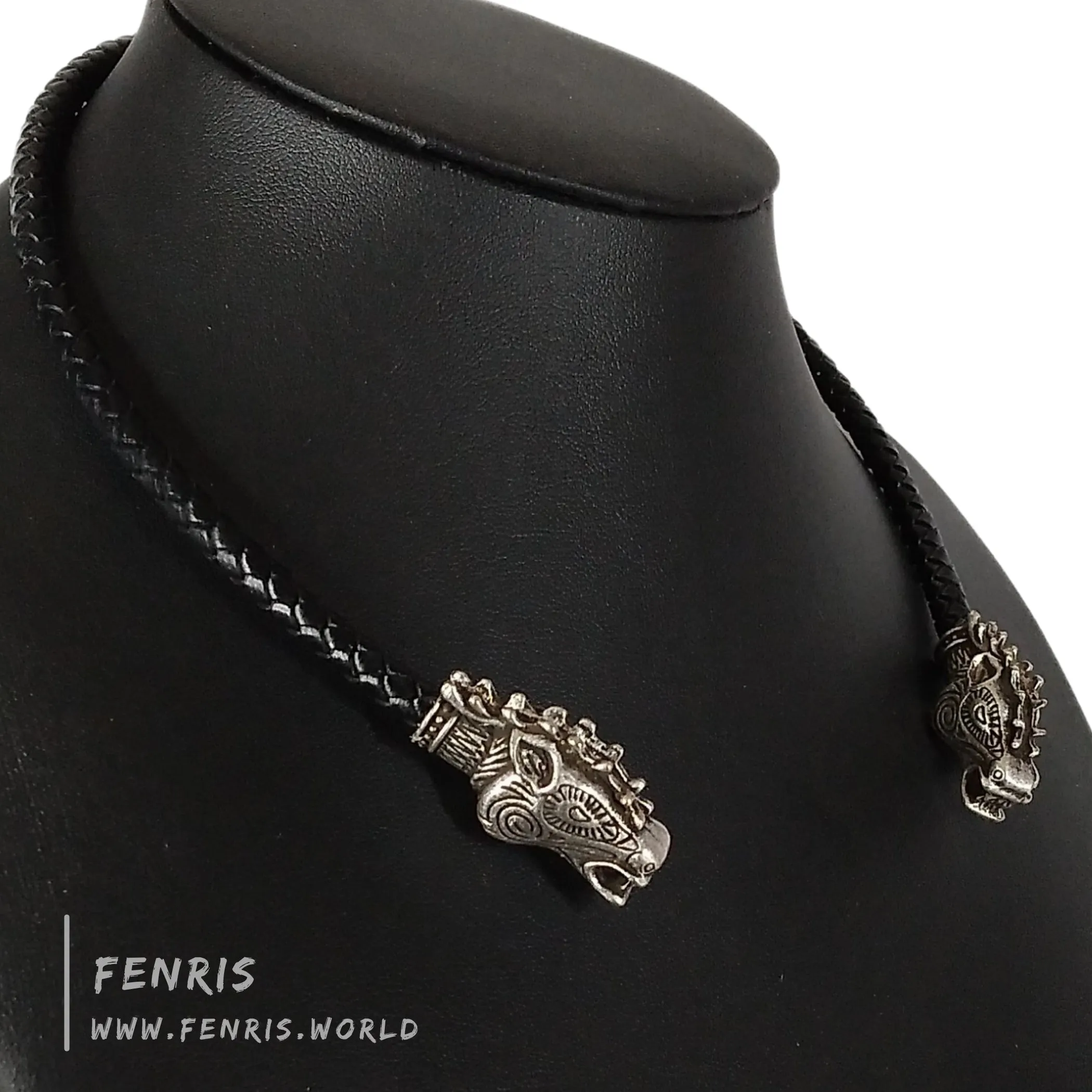 Silver Stag Torc Black Leather | Fenris