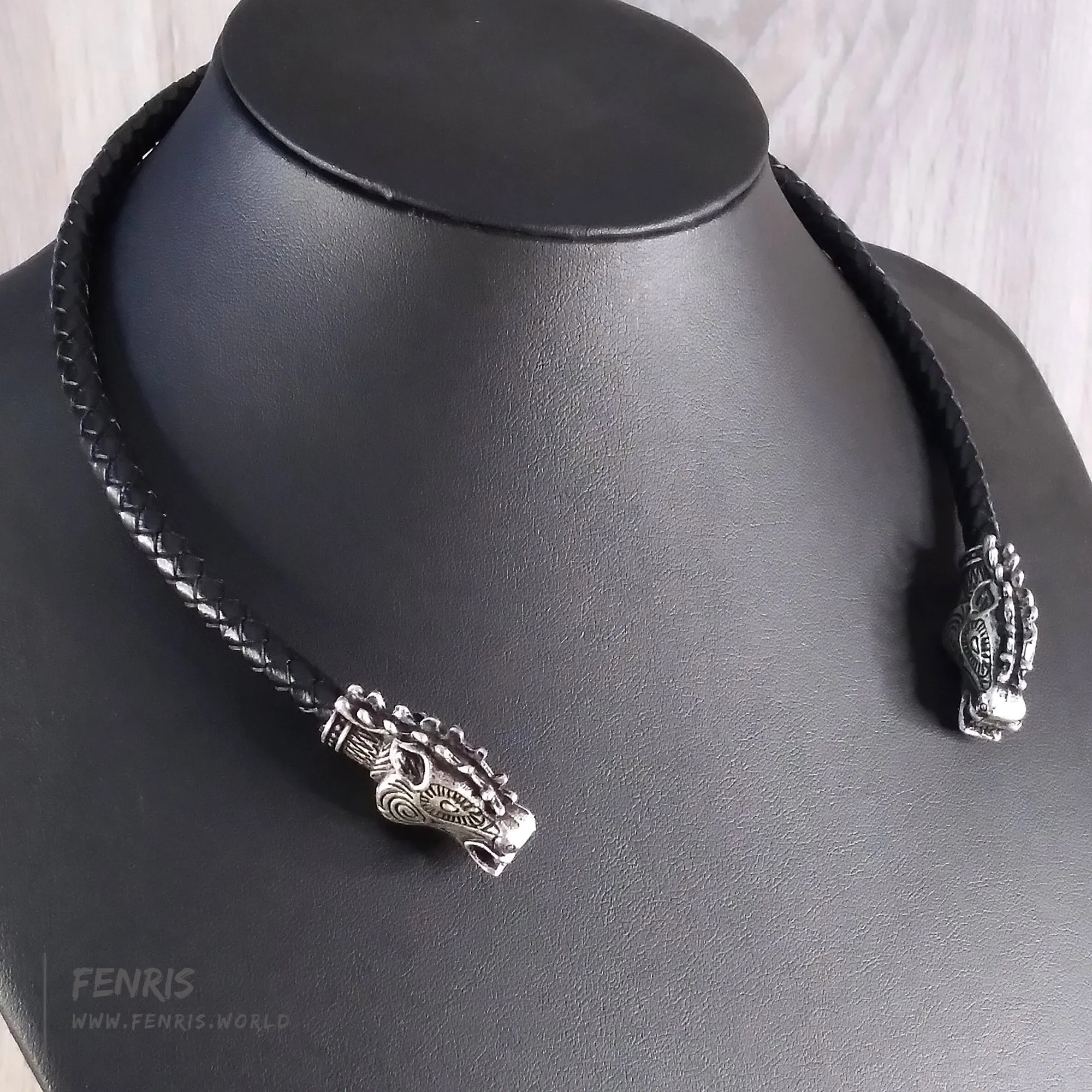 Silver Stag Torc Black Leather | Fenris