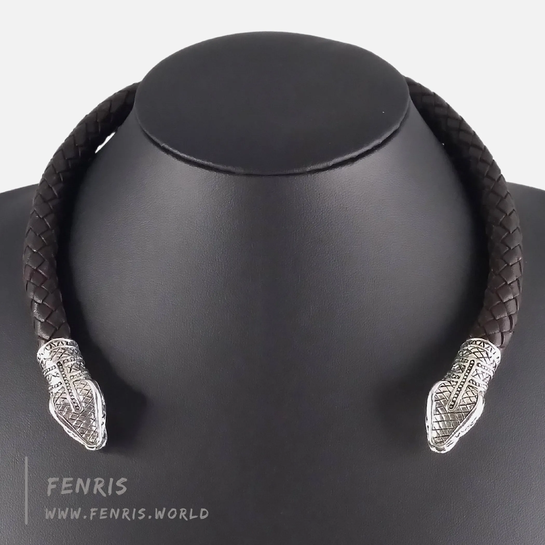 Silver Torc Snake Brown Leather | Fenris