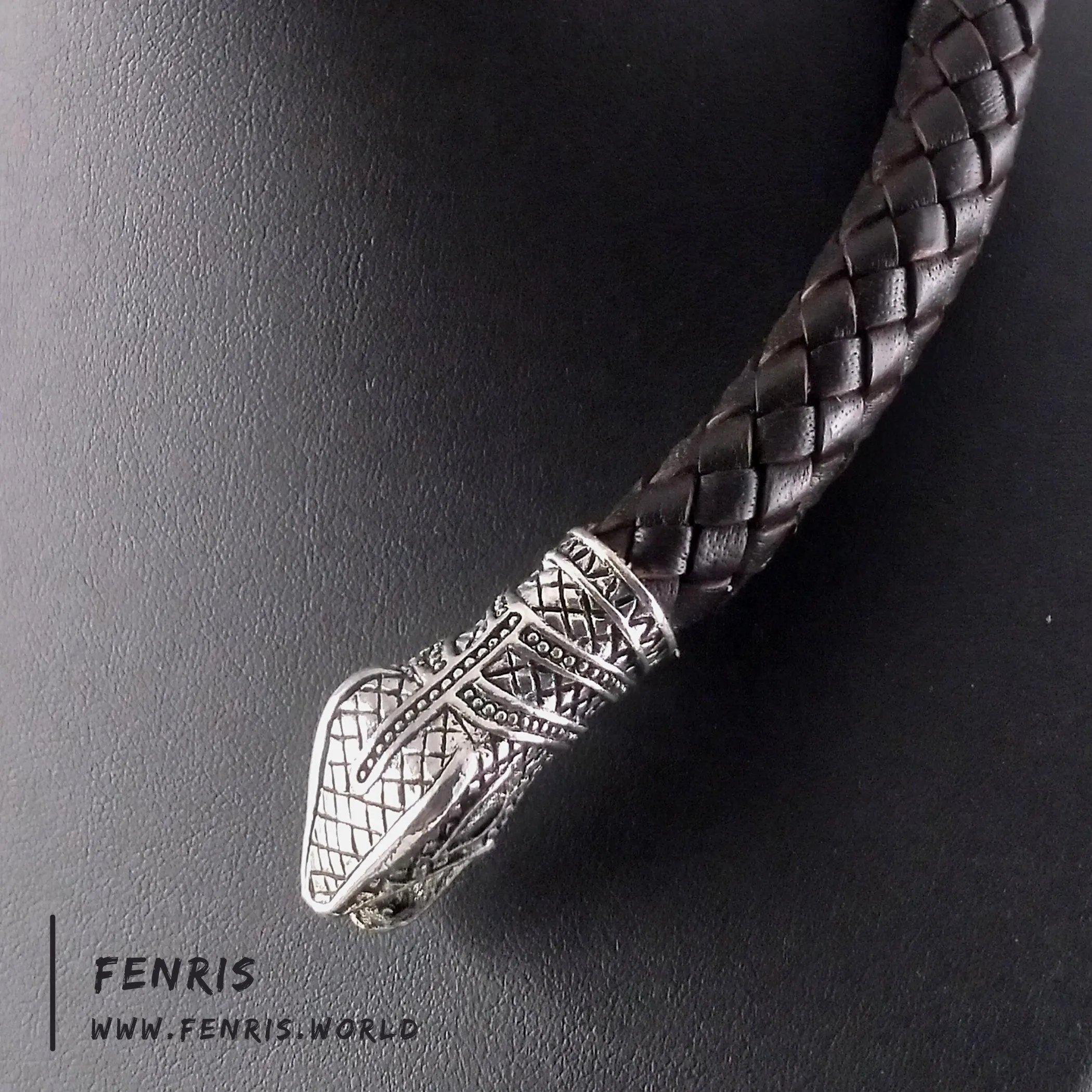 Silver Torc Snake Brown Leather | Fenris