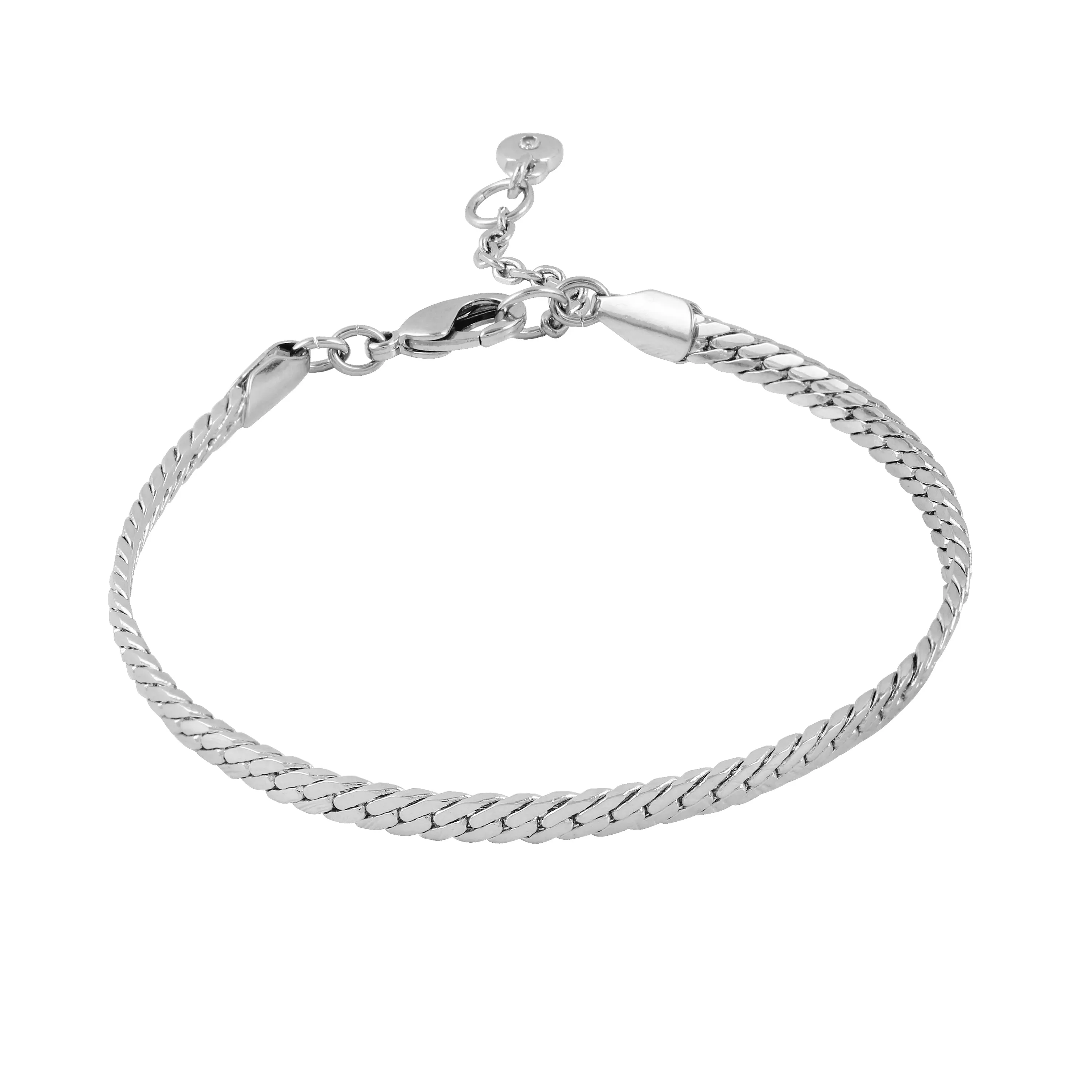 Silvertone Snake Chain Line Bracelet