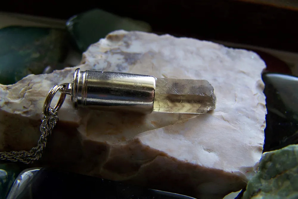 Smoky Citrine Natural Crystal Bullet Necklace