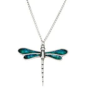 ST JUSTIN PEWTER DRAGONFLY ENAMELLED PENDANT