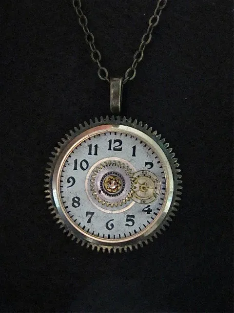 Steampunk Pendant Necklace - Orbit - Steampunk jewlery made with real vinatge watch and pocket watch parts