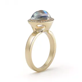 Steller Oval Rainbow Moonstone Ring