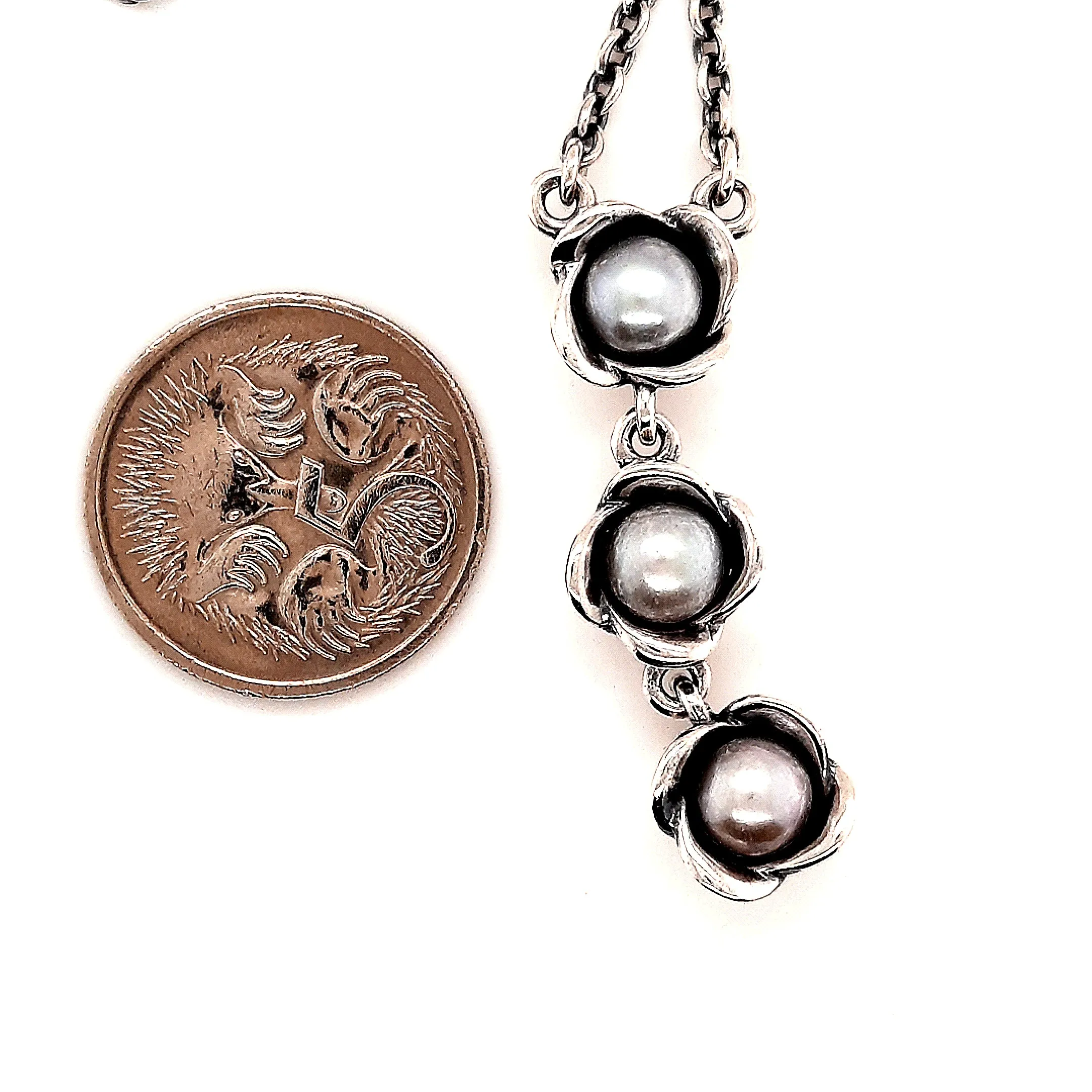 Sterling Silver & Pearl Three Wishes Pandora Necklace