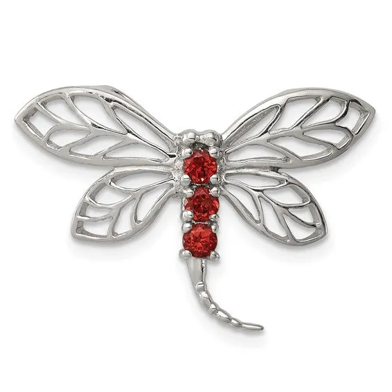 Sterling Silver Genuine Gemstone Dragonfly Slide Pendants