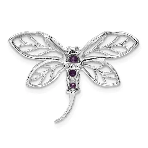 Sterling Silver Genuine Gemstone Dragonfly Slide Pendants