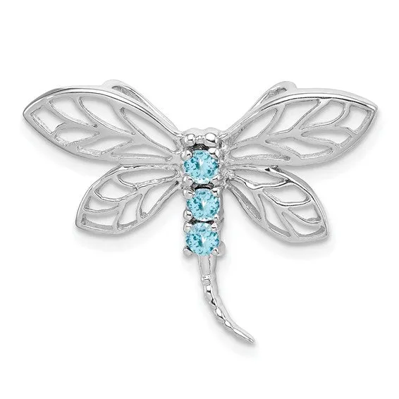 Sterling Silver Genuine Gemstone Dragonfly Slide Pendants