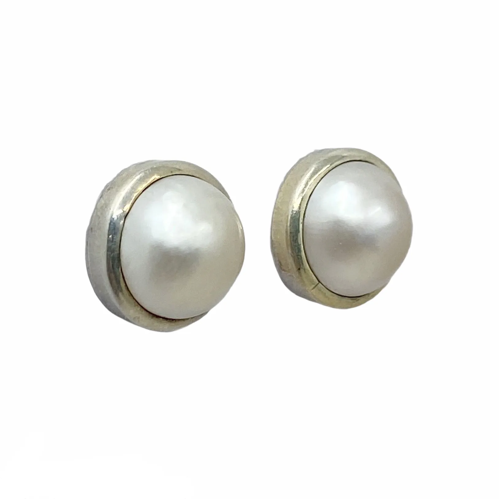 sterling silver Mabe pearl earrings