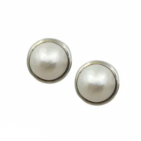 sterling silver Mabe pearl earrings