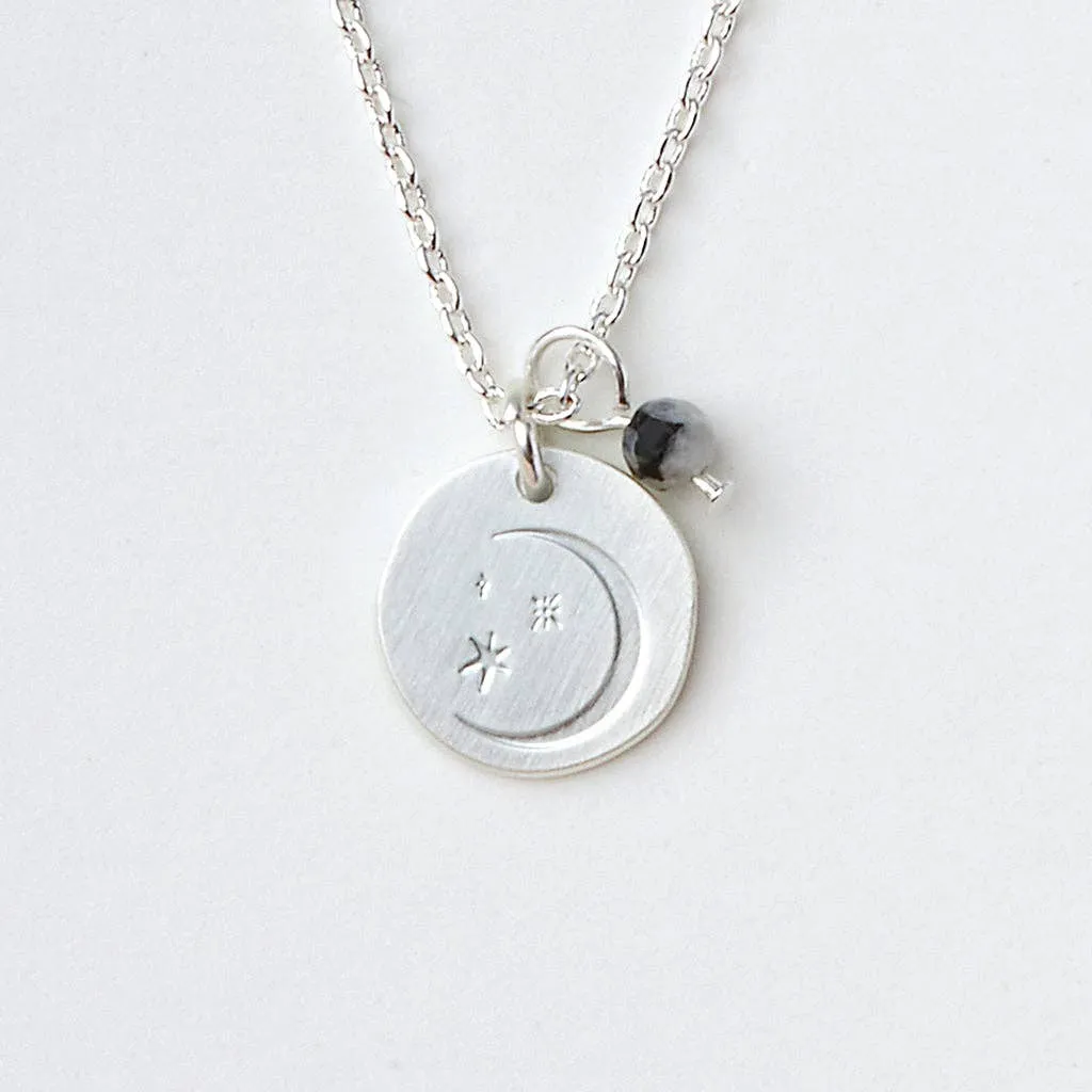 Stone Intention Charm Necklace - Moonstone / Silver