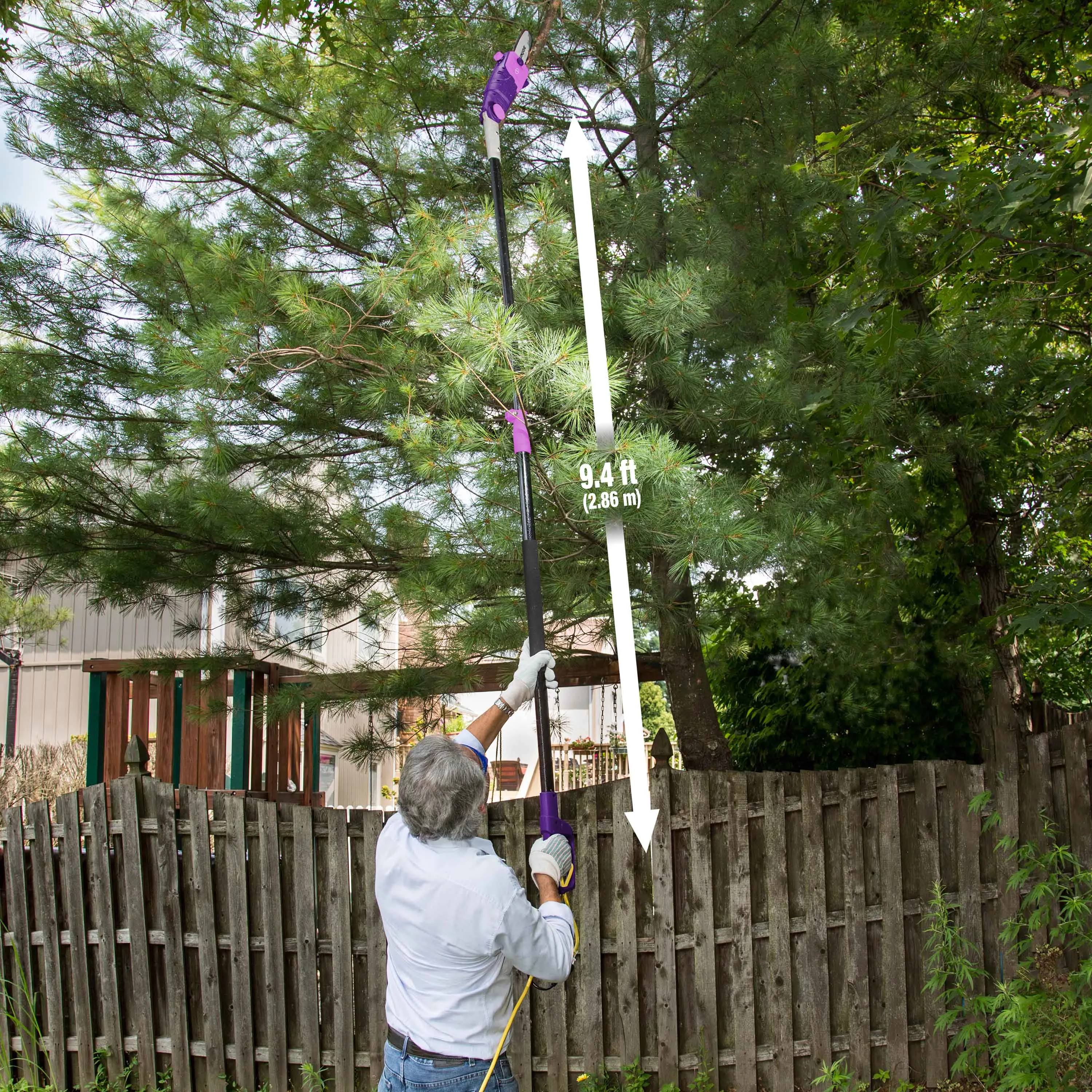 Sun Joe SWJ802E-PRP Electric Multi-Angle Pole Chain Saw | 8 inch | 6.5 Amp (Purple)