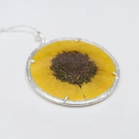 Sunflower Extra Large Botanical Necklace - Recycled Sterling Silver