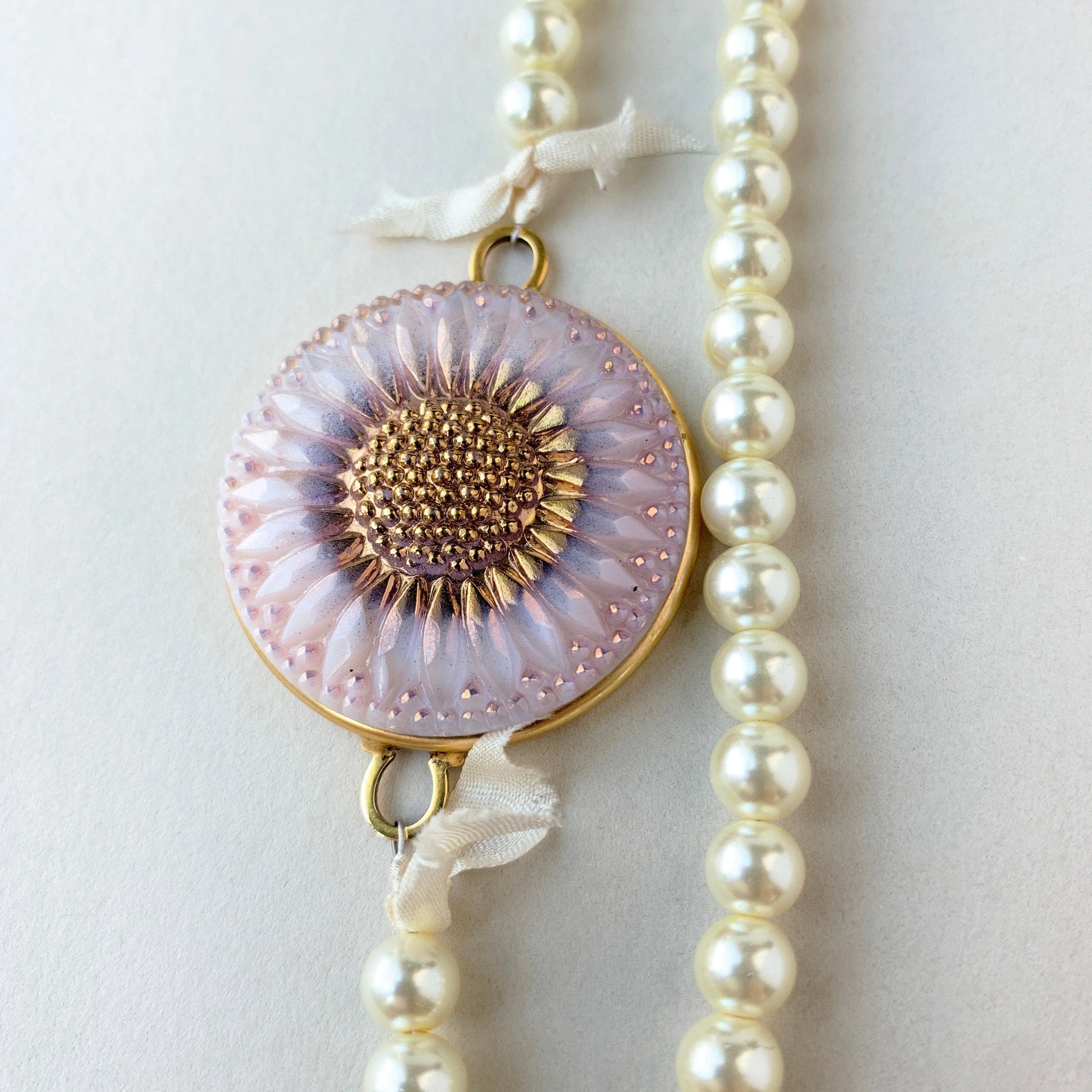 Sunflower Pearl Pendant Necklace