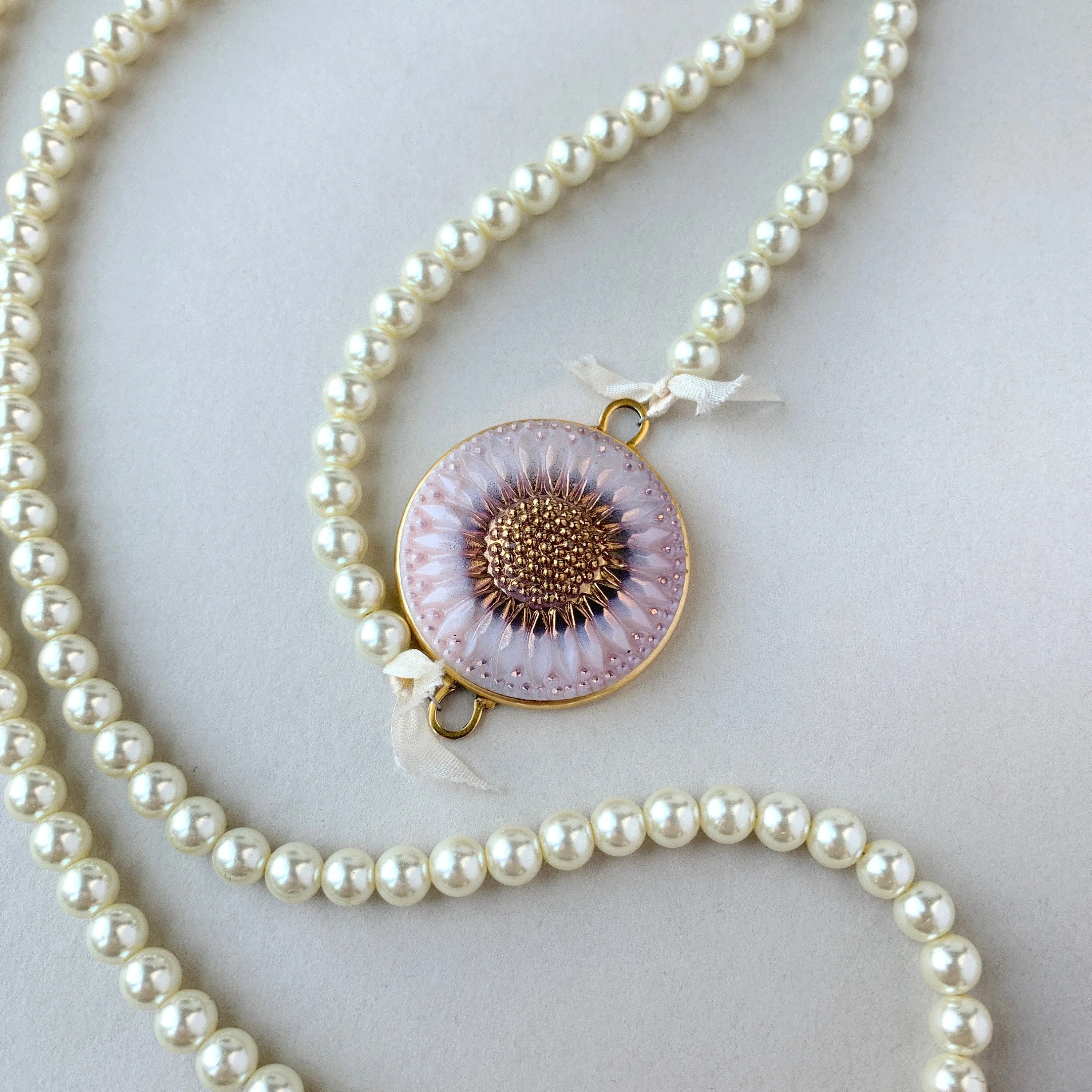 Sunflower Pearl Pendant Necklace