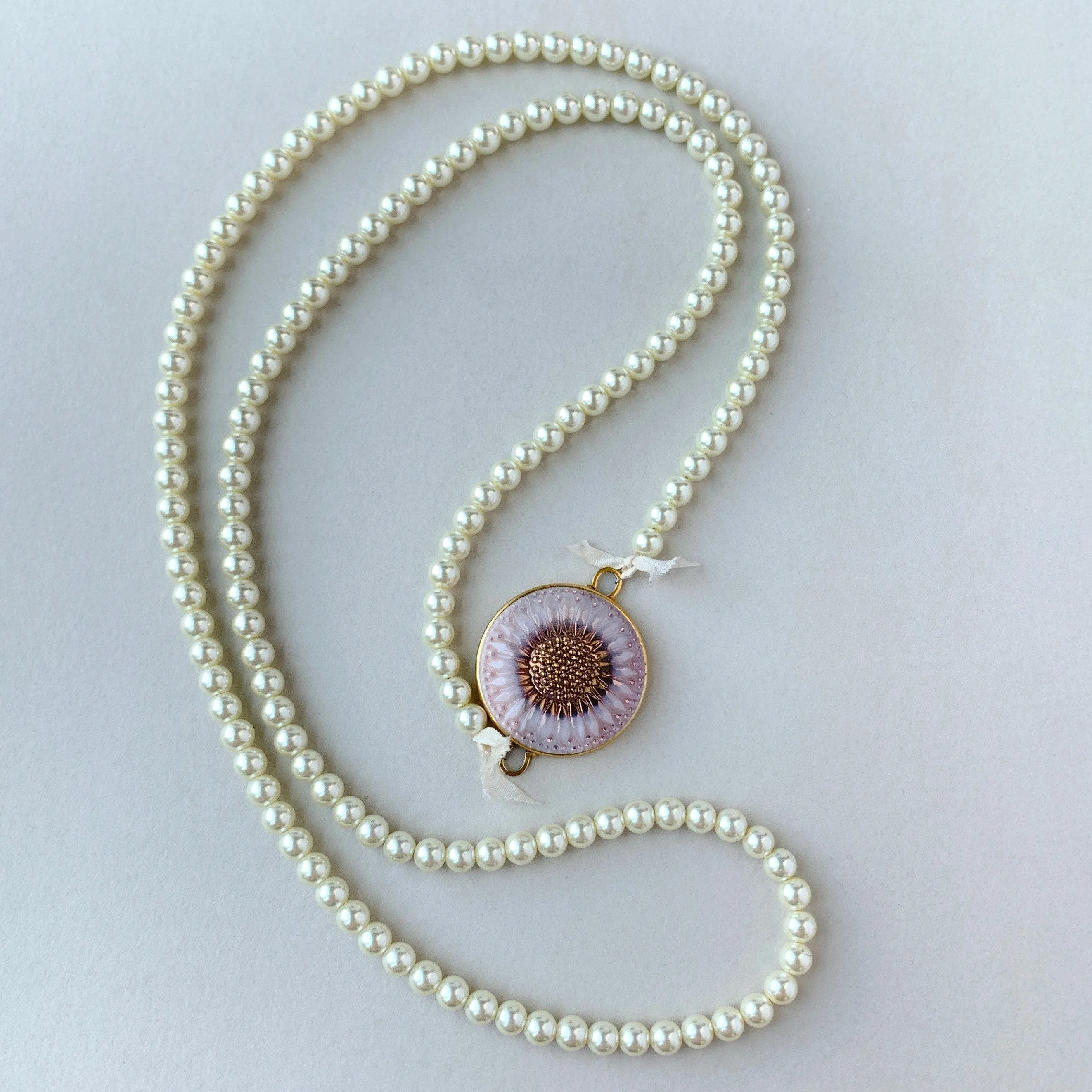 Sunflower Pearl Pendant Necklace