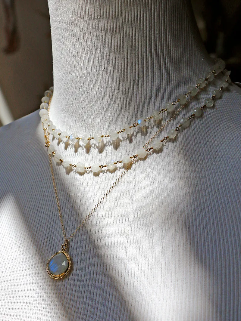 Susan Rifkin Beaded Moonstone   Paperclip Necklace | Gold Filled