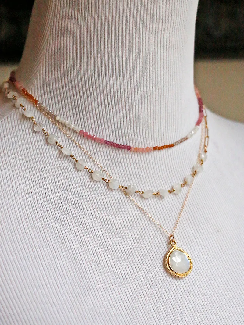 Susan Rifkin Beaded Moonstone   Paperclip Necklace | Gold Filled