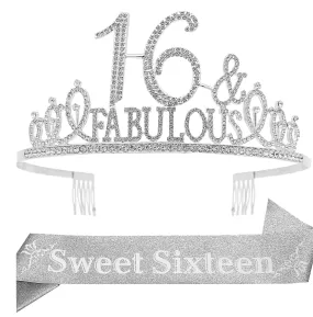 Sweet 16 Gifts for Girls, Sweet 16 Birthday Decorations, Sweet 16 Tiara Silver, Sweet 16