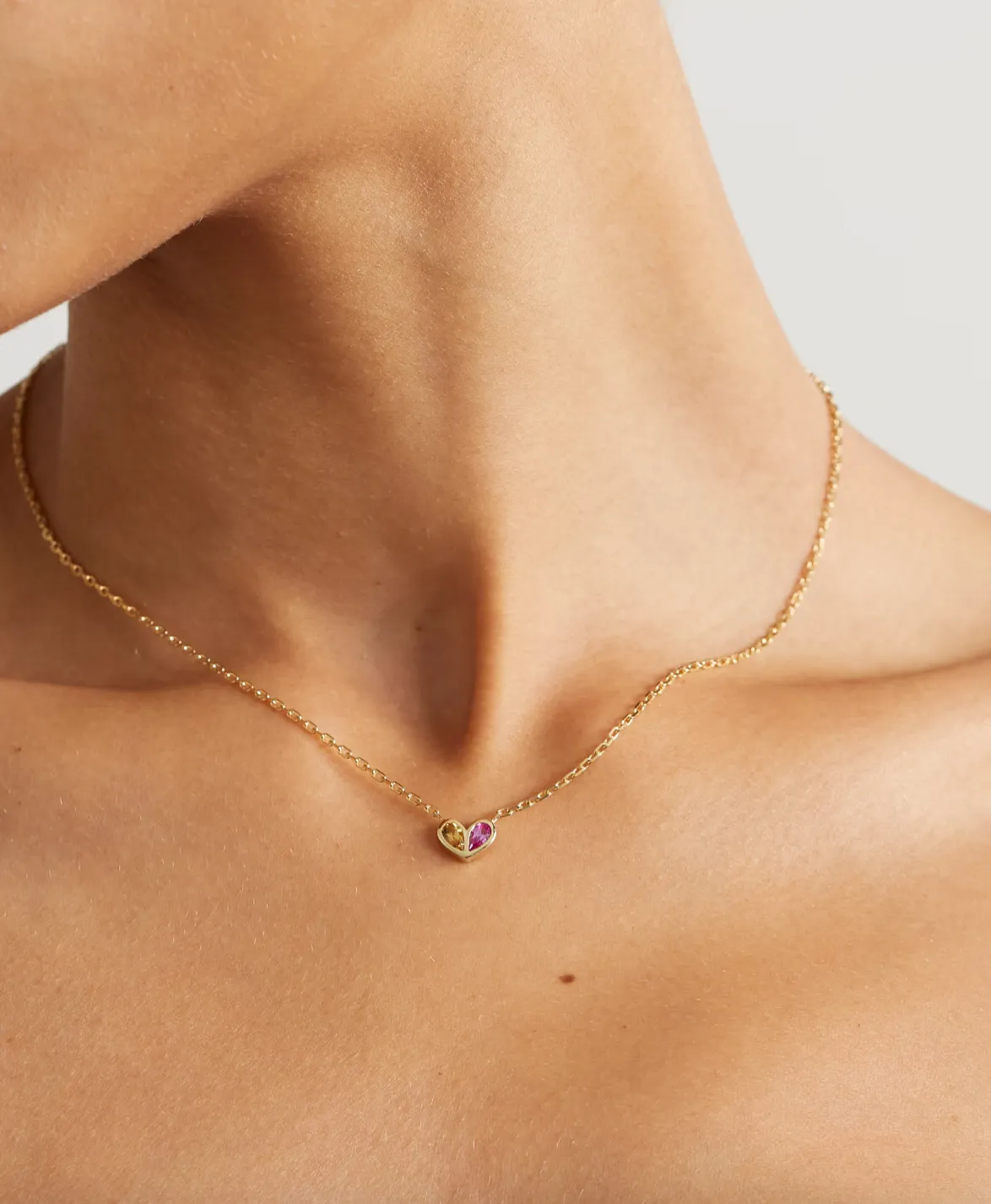 Sweetheart Necklace Citrine & Pink Sapphire